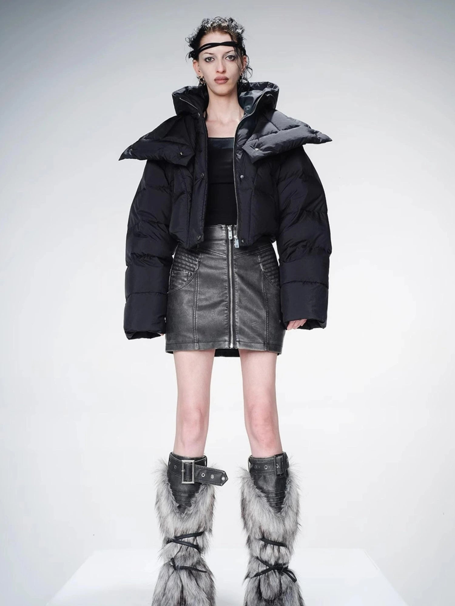 Faux Fur Leg Warmers with Adjustable Lacing