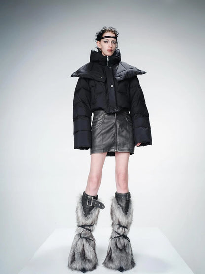 Faux Fur Leg Warmers with Adjustable Lacing