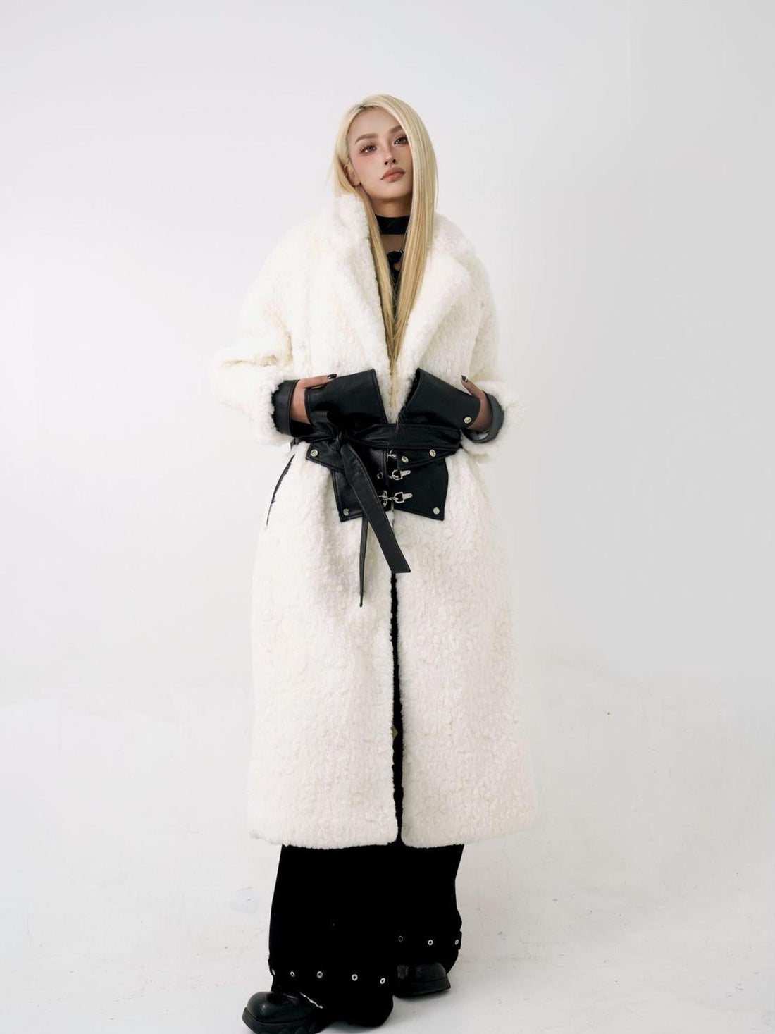 UpdateNN NORTH NODE Fuzzy Plush Robe Coat With Waist Tie