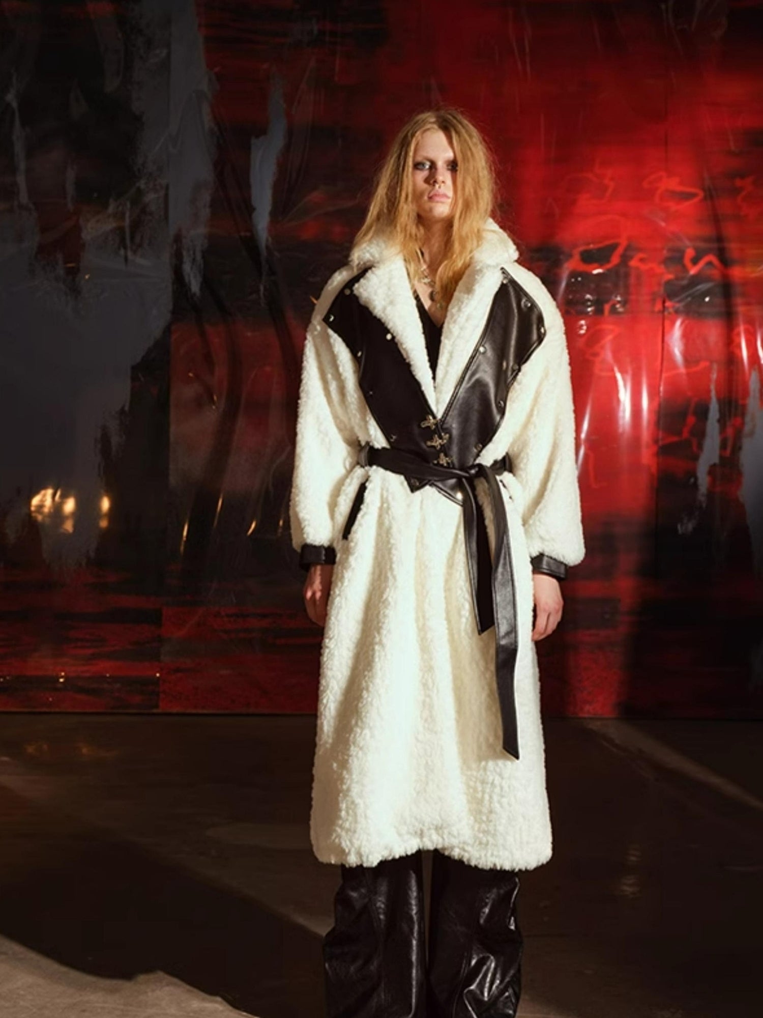 UpdateNN NORTH NODE Fuzzy Plush Robe Coat With Waist Tie