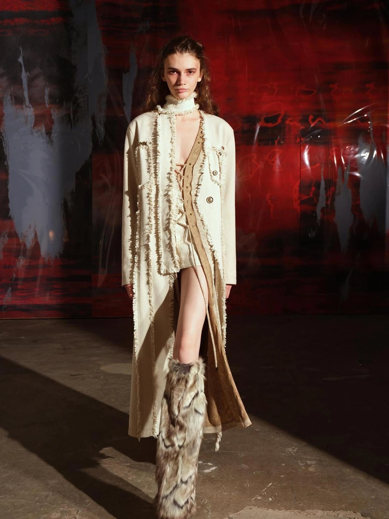 Heavyweight Raw Edge Patchwork Trench Coat