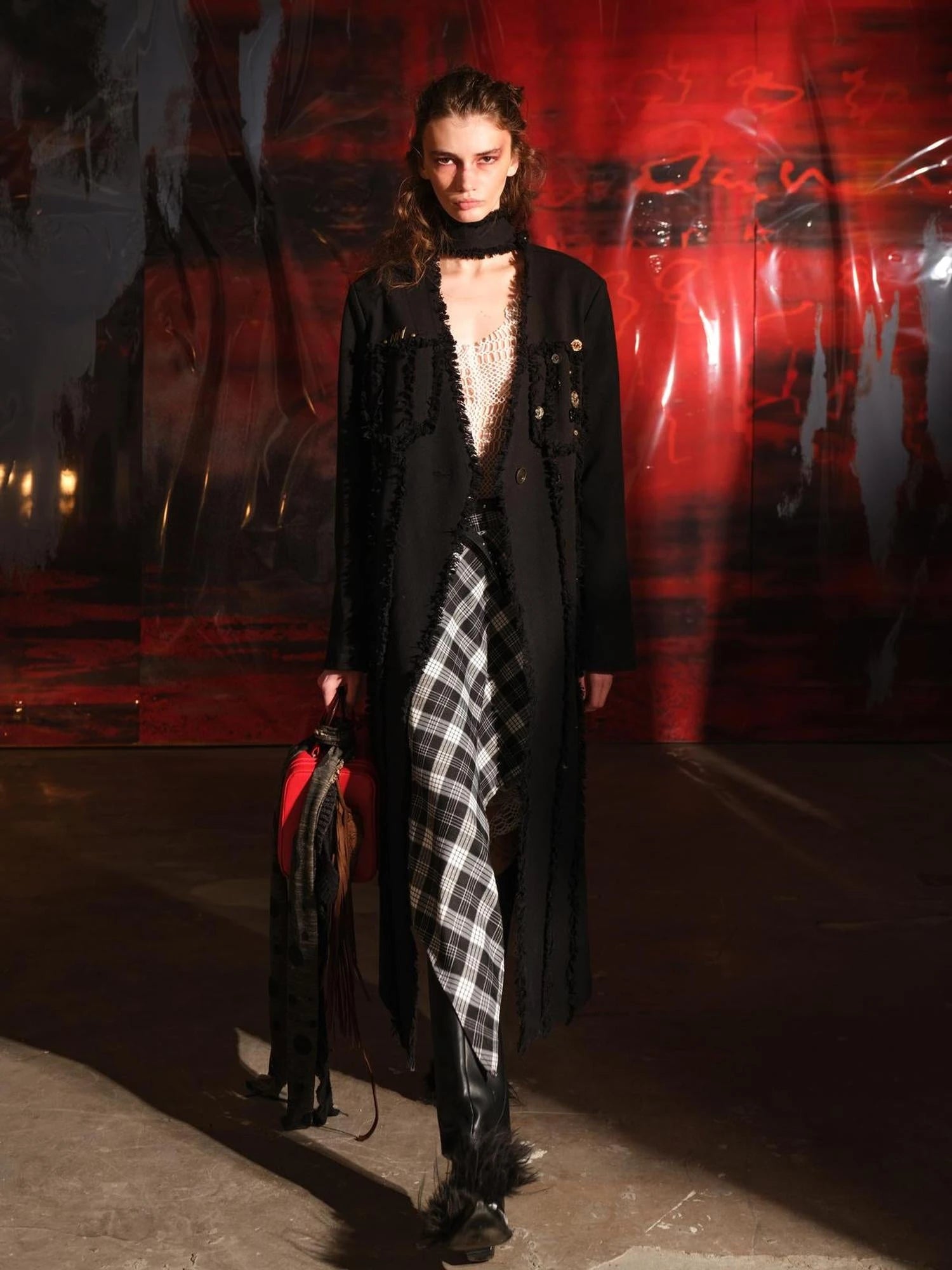 Heavyweight Raw Edge Patchwork Trench Coat