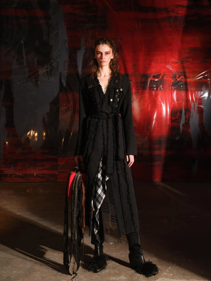 Heavyweight Raw Edge Patchwork Trench Coat
