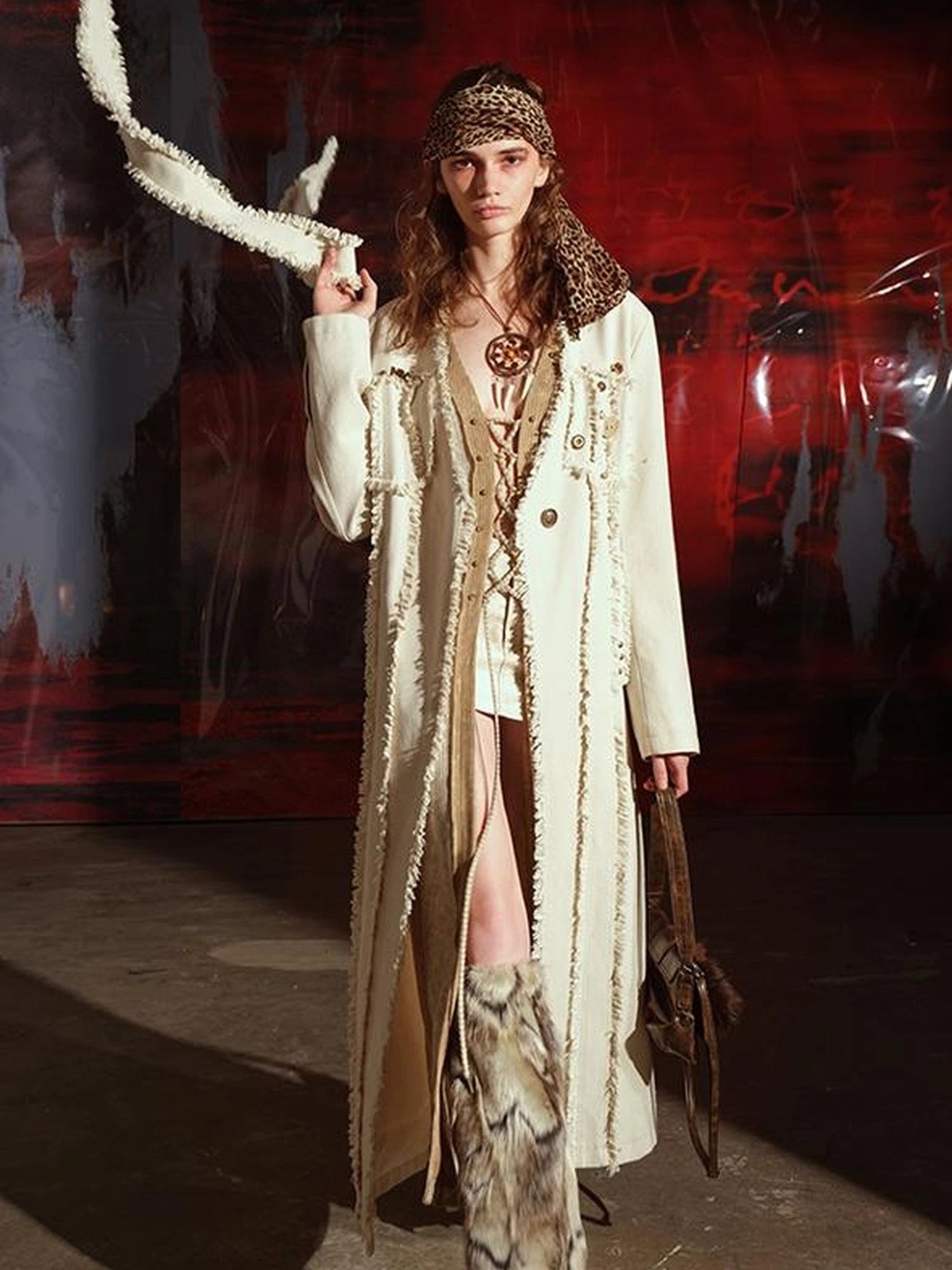 Heavyweight Raw Edge Patchwork Trench Coat