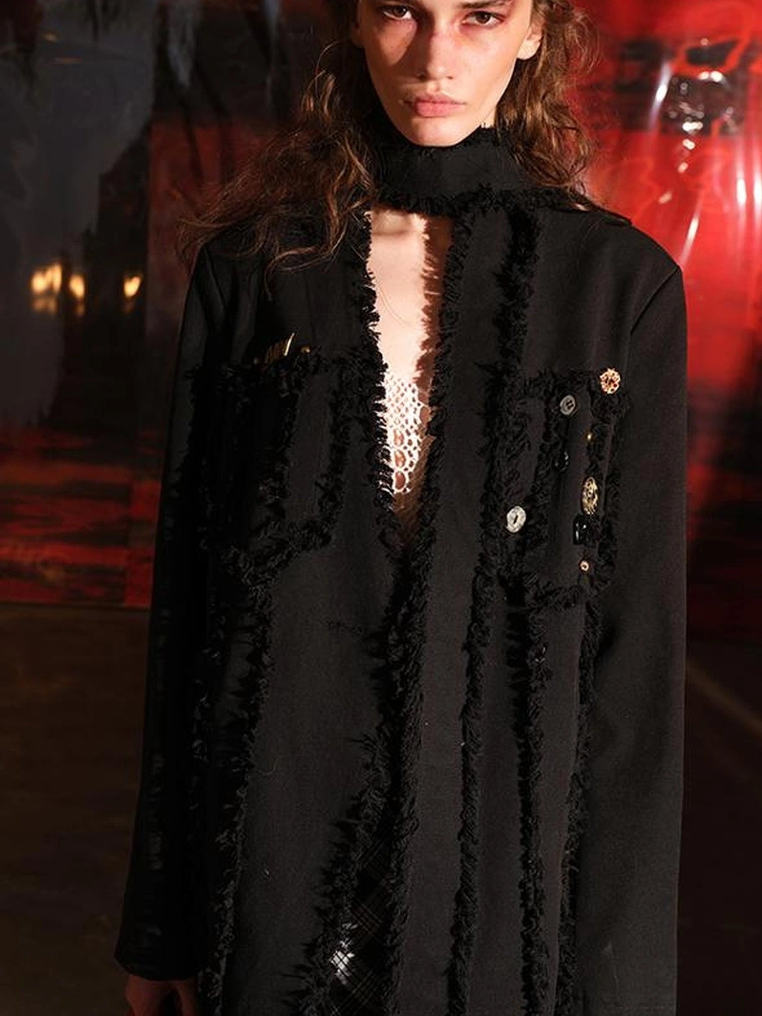 Heavyweight Raw Edge Patchwork Trench Coat