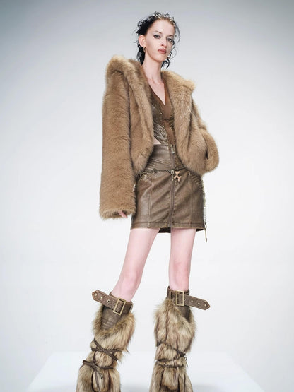 UpdateNN NORTH NODE Hooded Plush Fleece Jacket With Crystal Velvet Lining