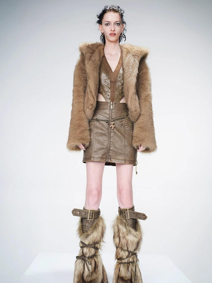 UpdateNN NORTH NODE Hooded Plush Fleece Jacket With Crystal Velvet Lining