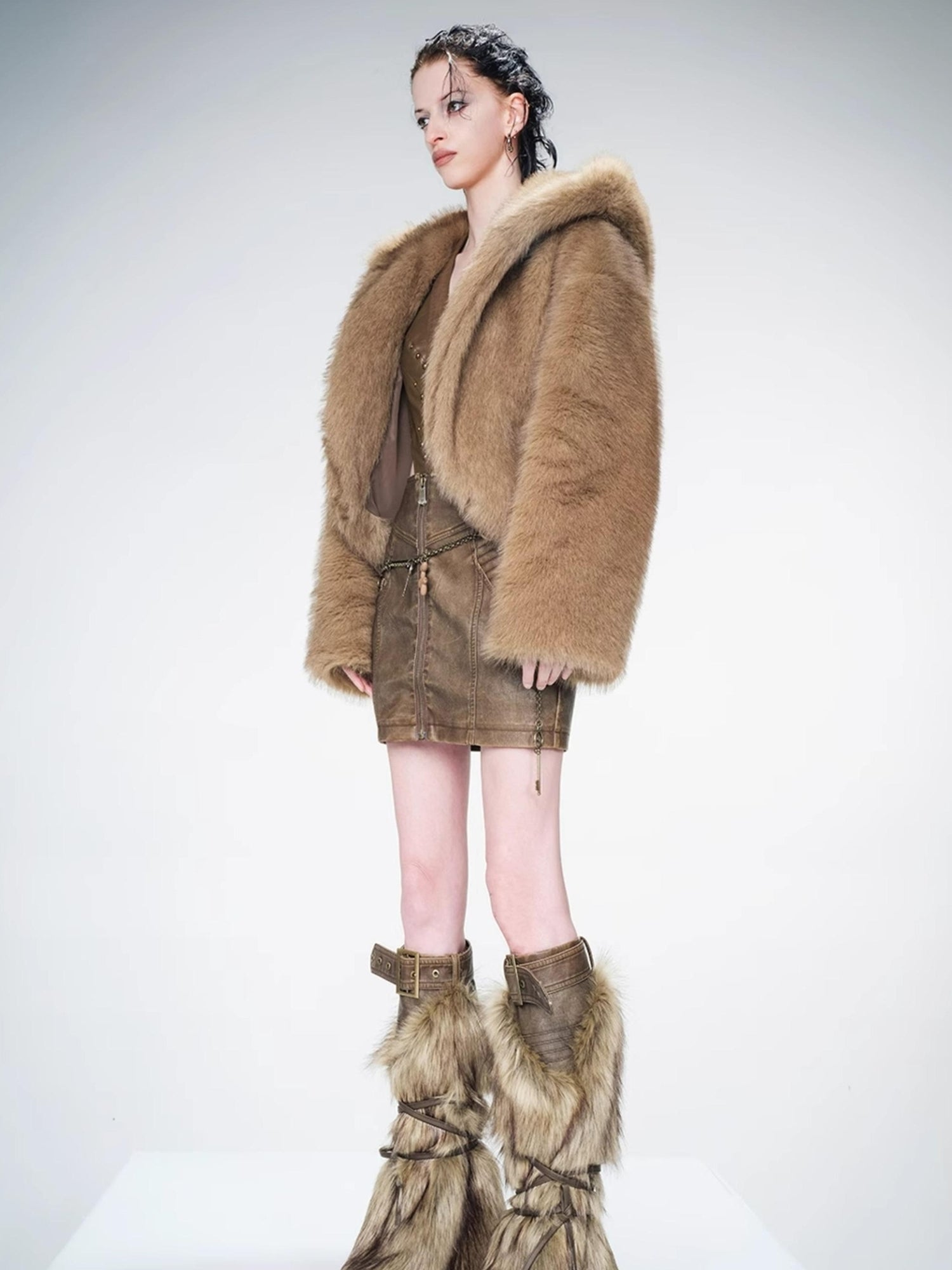 UpdateNN NORTH NODE Hooded Plush Fleece Jacket With Crystal Velvet Lining