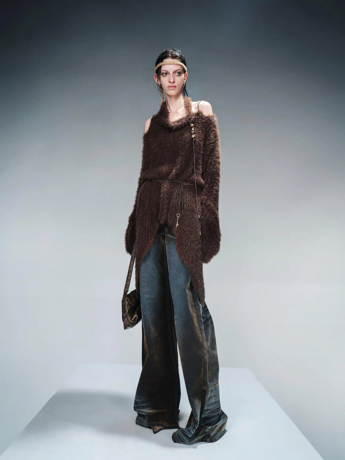 Imitation Mink Fur Irregular Knit Sweater