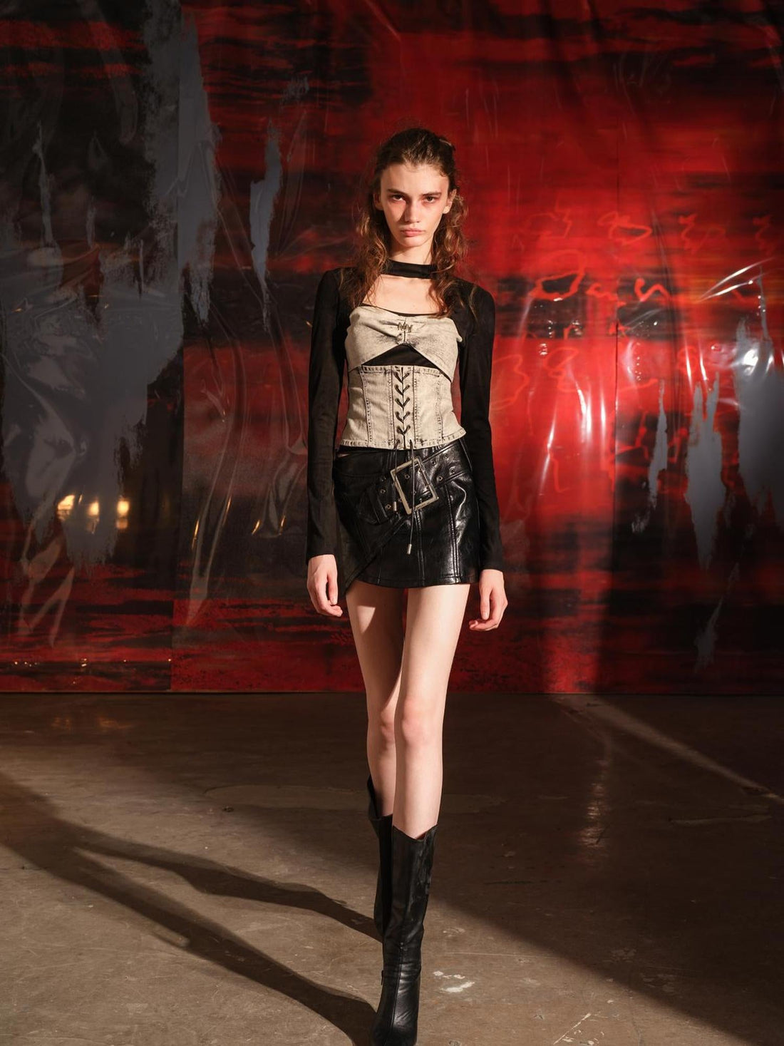 UpdateNN NORTH NODE Irregular Leather Mini Skirt With Asymmetric Hem