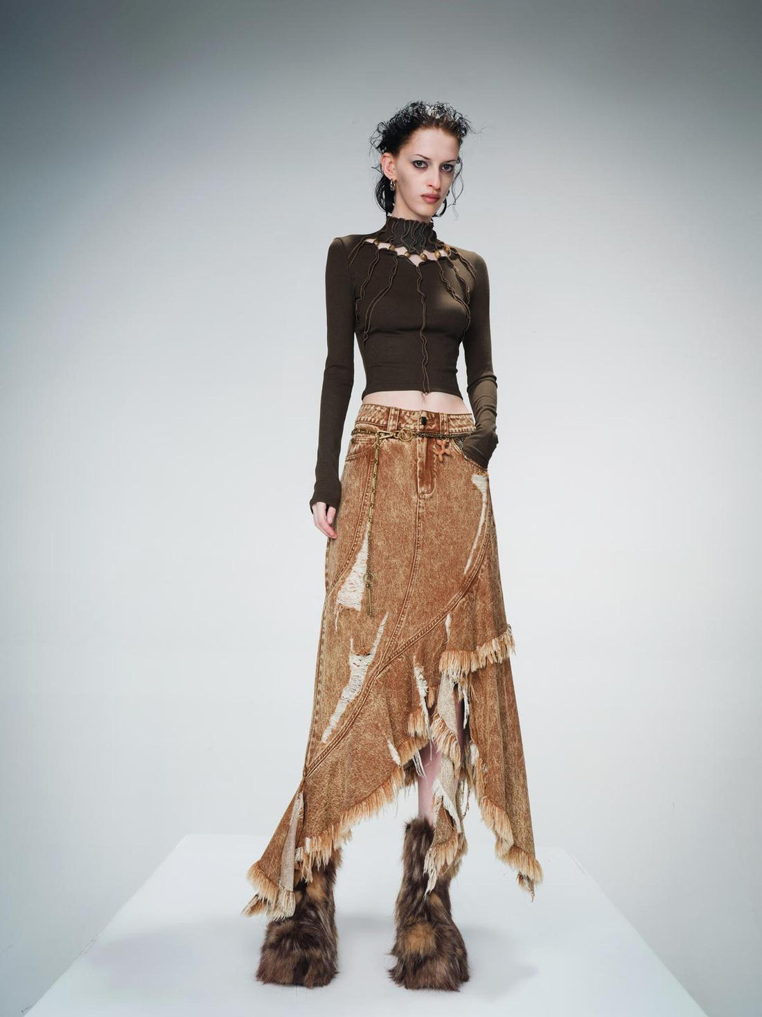 UpdateNN NORTH NODE Knitted Beaded Cutout Turtleneck Top