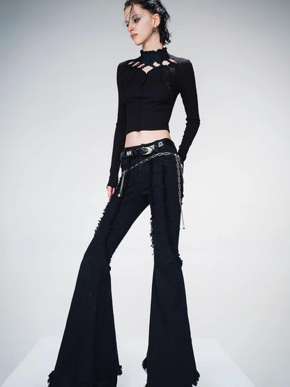 UpdateNN NORTH NODE Knitted Beaded Cutout Turtleneck Top