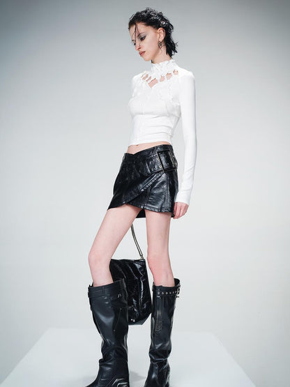 UpdateNN NORTH NODE Knitted Beaded Cutout Turtleneck Top