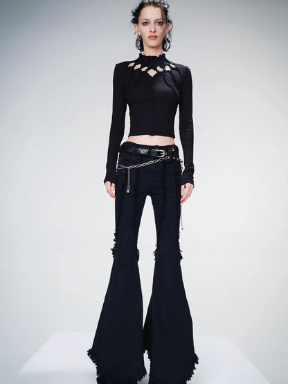 UpdateNN NORTH NODE Knitted Beaded Cutout Turtleneck Top