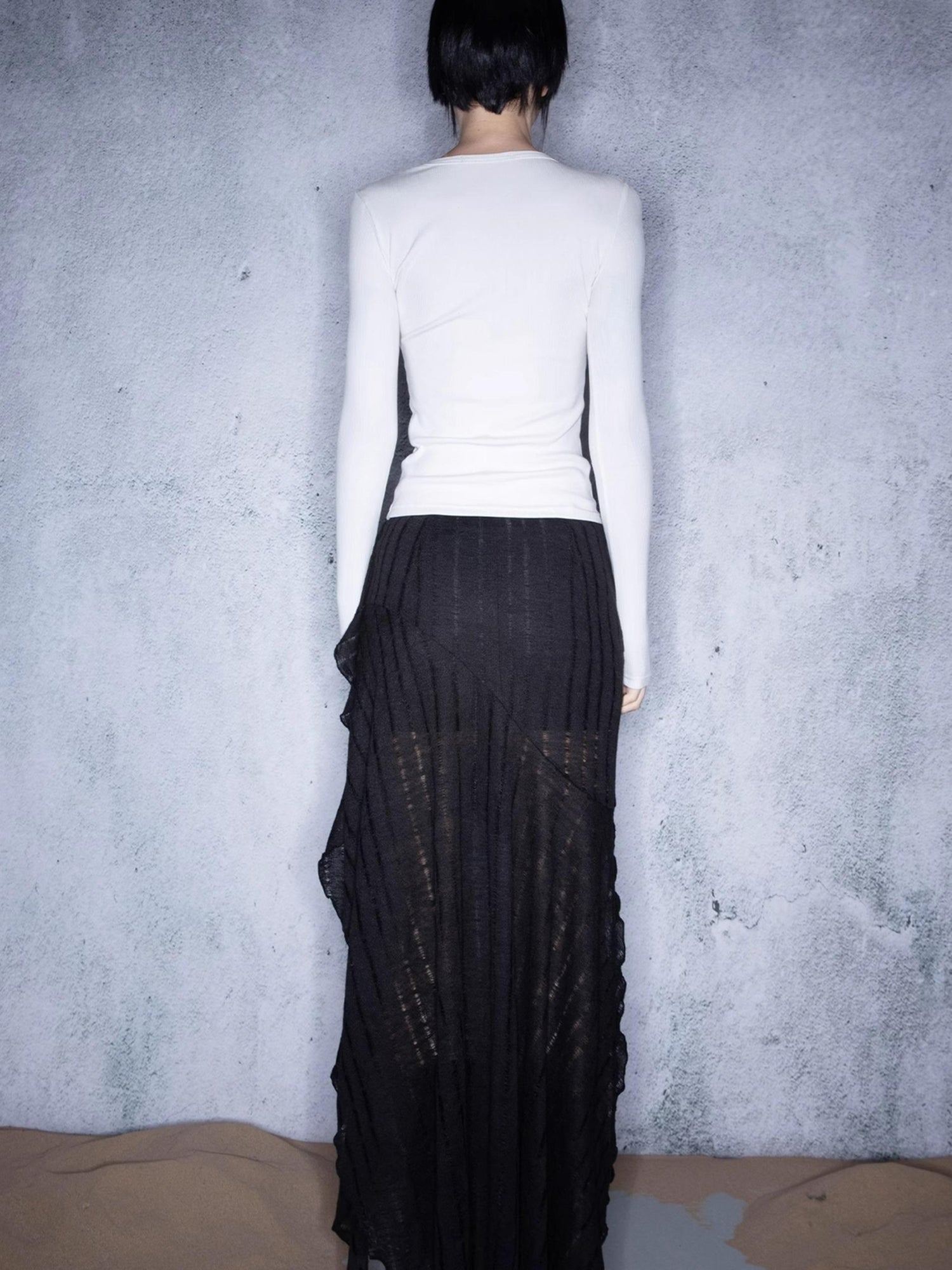 UpdateNN NORTH NODE Lace Paneled Knit Tee With Slanted Hem