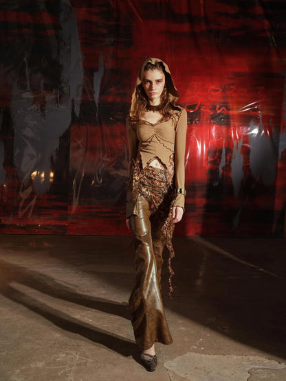 Lace Trimmed Flower Child Hooded Sweatshirt