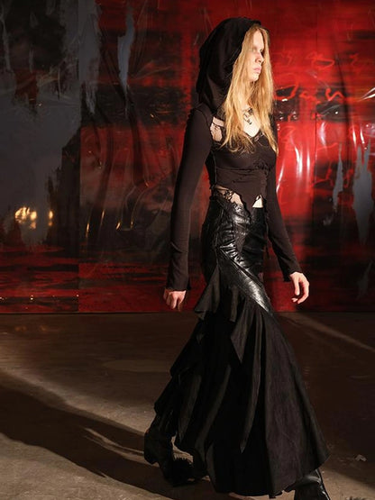 Lace Trimmed Flower Child Hooded Sweatshirt