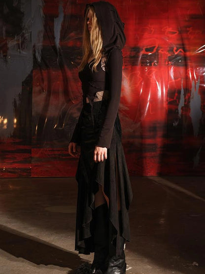 Lace Trimmed Flower Child Hooded Sweatshirt