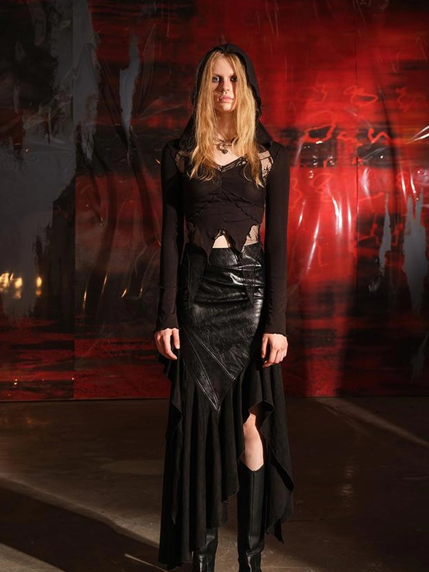 Lace Trimmed Flower Child Hooded Sweatshirt