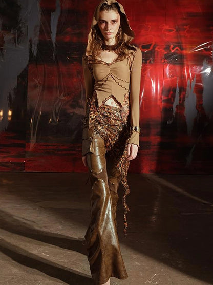 Lace Trimmed Flower Child Hooded Sweatshirt