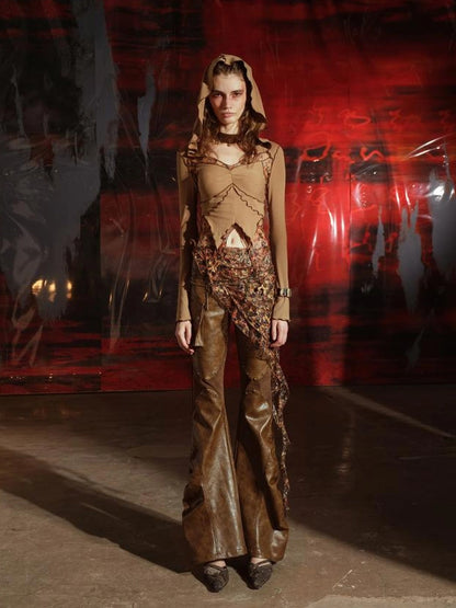 Lace Trimmed Flower Child Hooded Sweatshirt