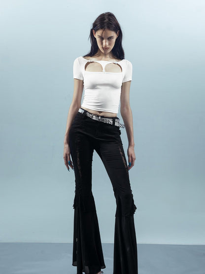 UpdateNN NORTH NODE Lace Up Beaded Cropped Tee