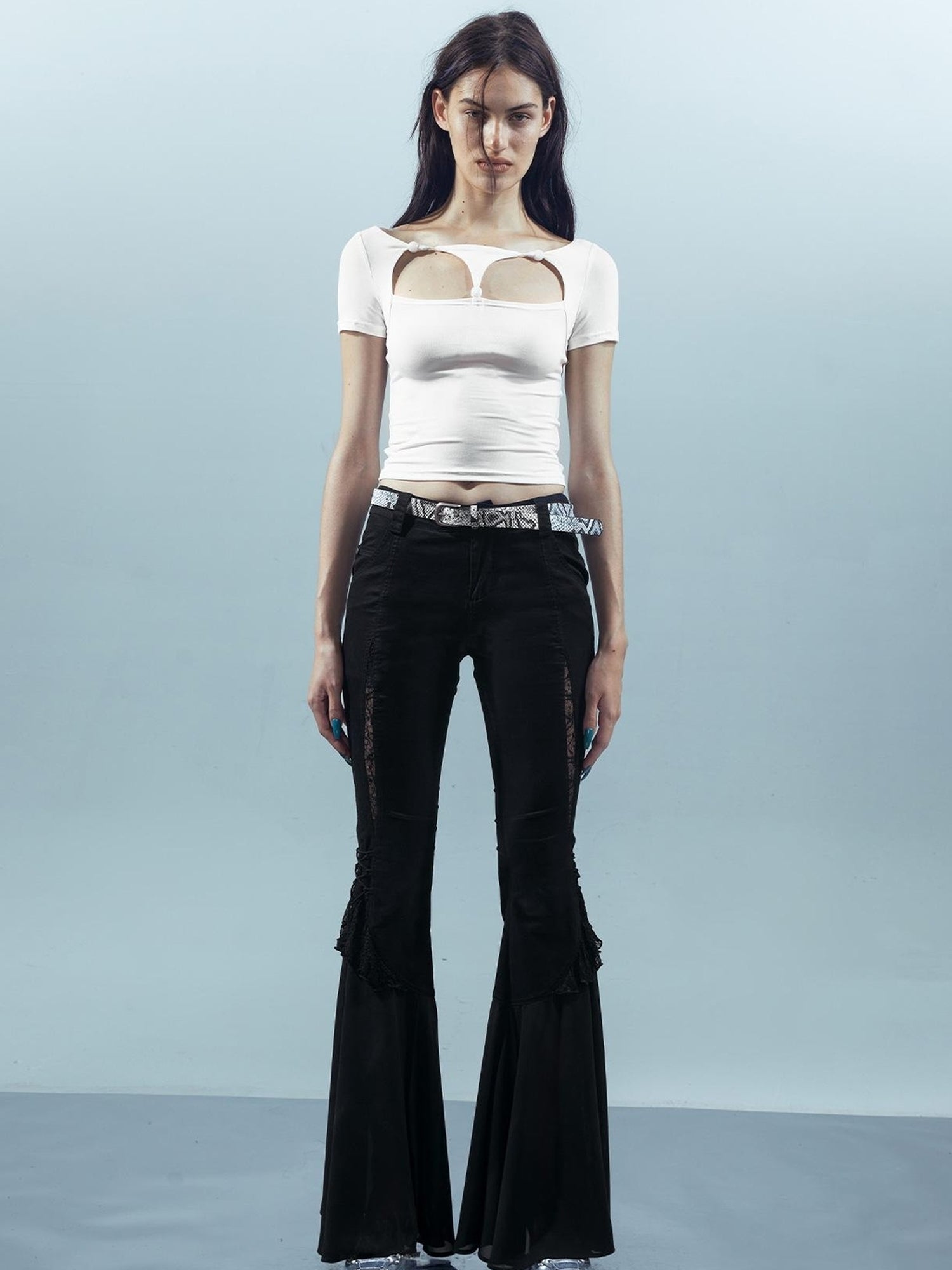 UpdateNN NORTH NODE Lace Up Beaded Cropped Tee