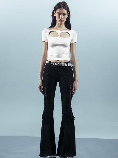 UpdateNN NORTH NODE Lace Up Beaded Cropped Tee