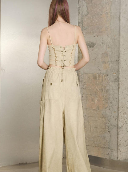 UpdateNN NORTH NODE Lace Up Ruffle Trim Camisole Top