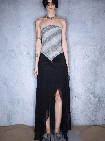 UpdateNN NORTH NODE Layered Chiffon Asymmetric Hem Skirt With Ruffles