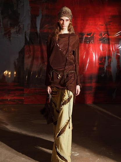 UpdateNN NORTH NODE Leopard Print Patchwork Denim Flares
