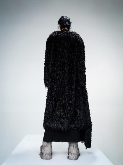 UpdateNN NORTH NODE Long Feathered Trench Coat with Detachable Leather Belt