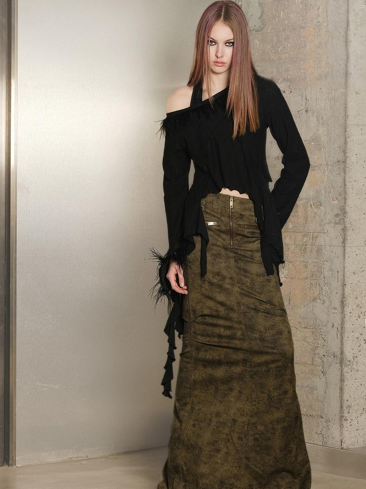 UpdateNN NORTH NODE Long Fishtail Skirt with Embellished Print