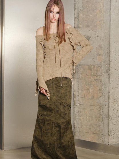 UpdateNN NORTH NODE Long Fishtail Skirt with Embellished Print