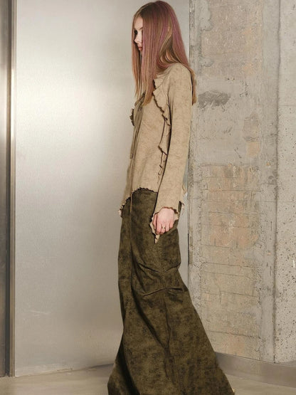 Long Fishtail Skirt with Embellished Print