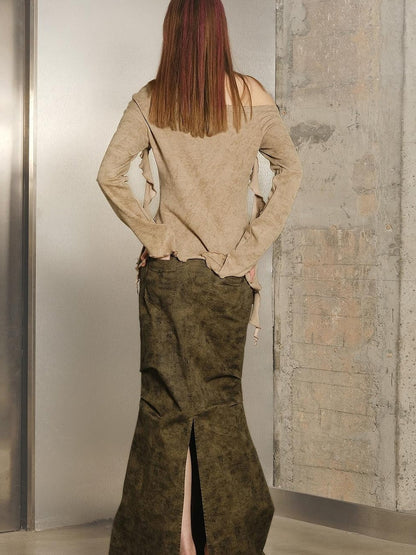 UpdateNN NORTH NODE Long Fishtail Skirt with Embellished Print