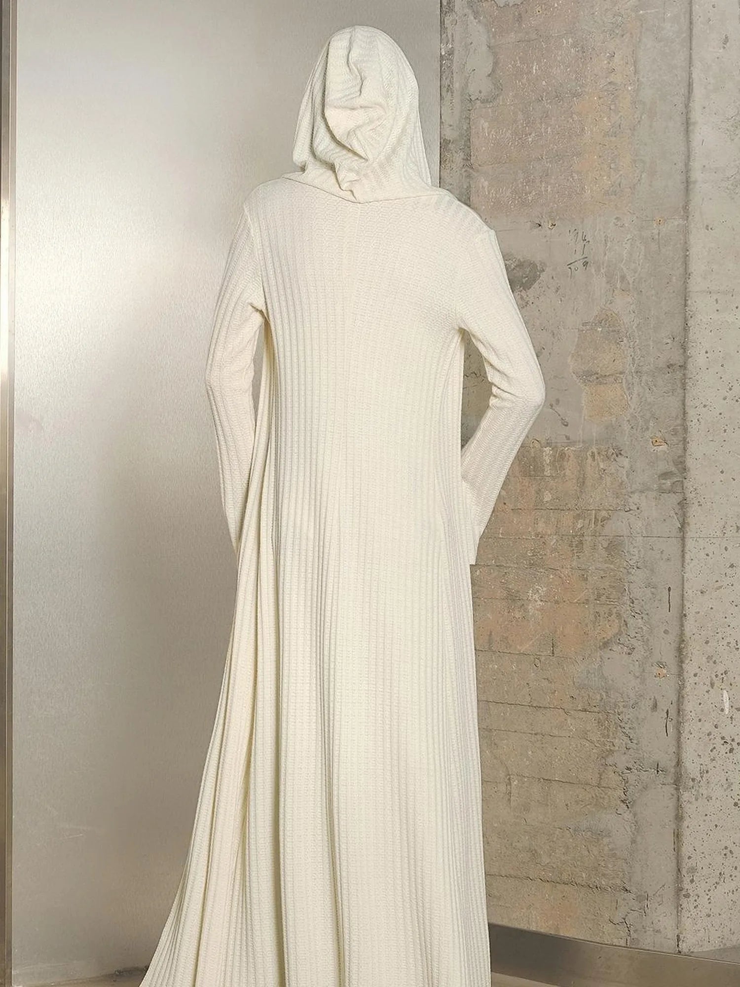 Long Hooded Slim Fit Knit Cardigan with Halter Neck Camisole