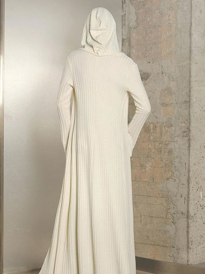 Long Hooded Slim Fit Knit Cardigan with Halter Neck Camisole