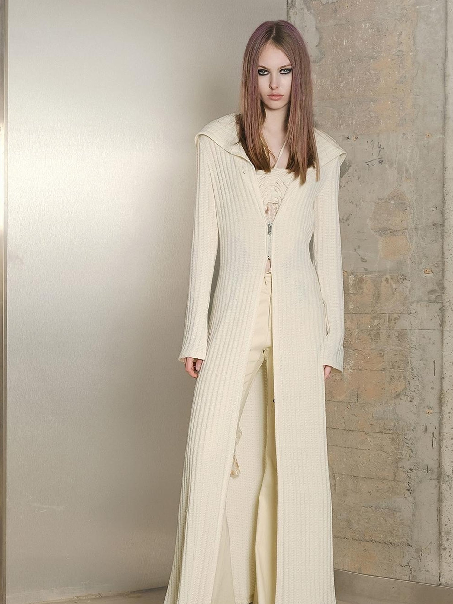 UpdateNN NORTH NODE Long Hooded Slim Fit Knit Cardigan with Halter Neck Camisole