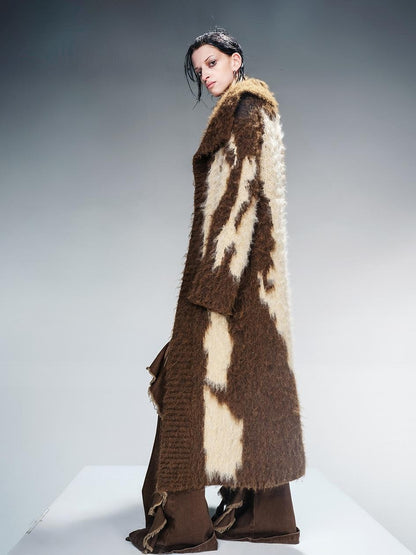 NN NORTH NODE Long Knit Cardigan With Brushed Texture And Shawl Collar