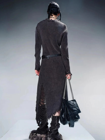 Long Knit Dress And Cardigan Two Way Wear