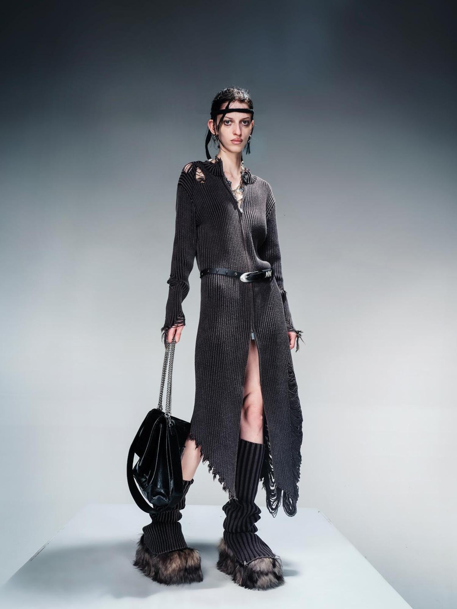 NN NORTH NODE Long Knit Dress And Cardigan Two Way Wear