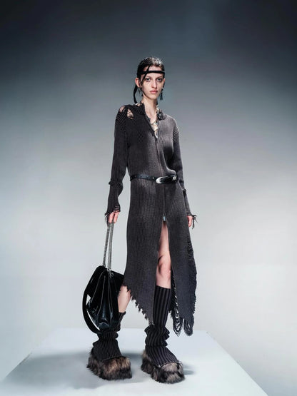 Long Knit Dress And Cardigan Two Way Wear