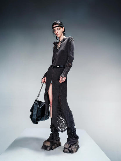 NN NORTH NODE Long Knit Dress And Cardigan Two Way Wear