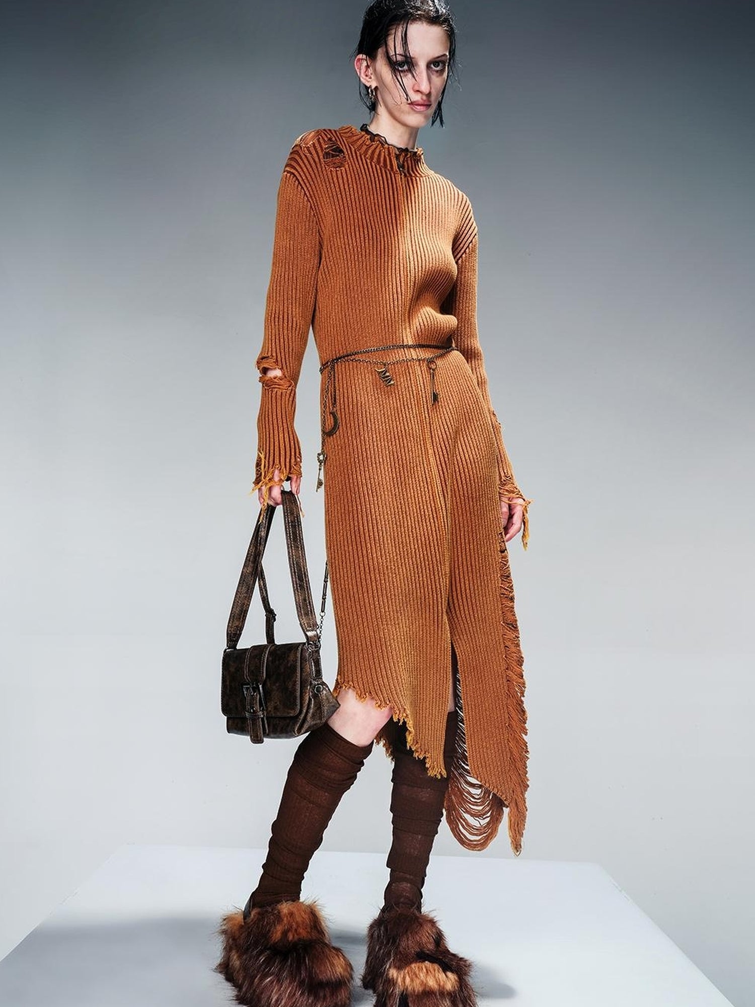 NN NORTH NODE Long Knit Dress And Cardigan Two Way Wear