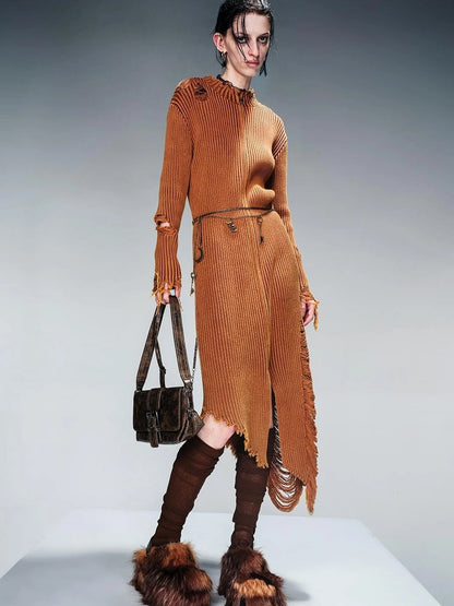 Long Knit Dress And Cardigan Two Way Wear