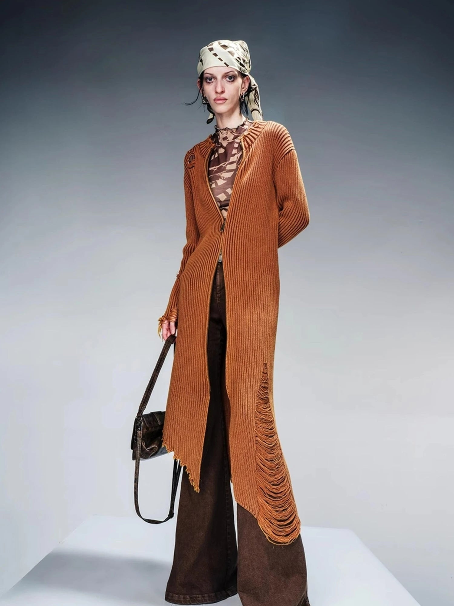 Long Knit Dress And Cardigan Two Way Wear
