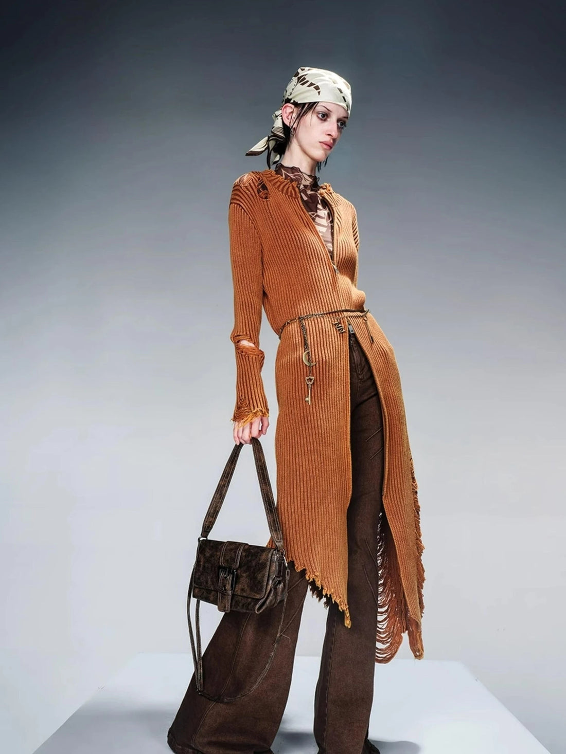 Long Knit Dress And Cardigan Two Way Wear