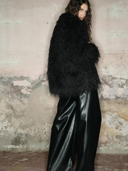 UpdateNN NORTH NODE Long Plush Insulated Coat With Astral Motifs