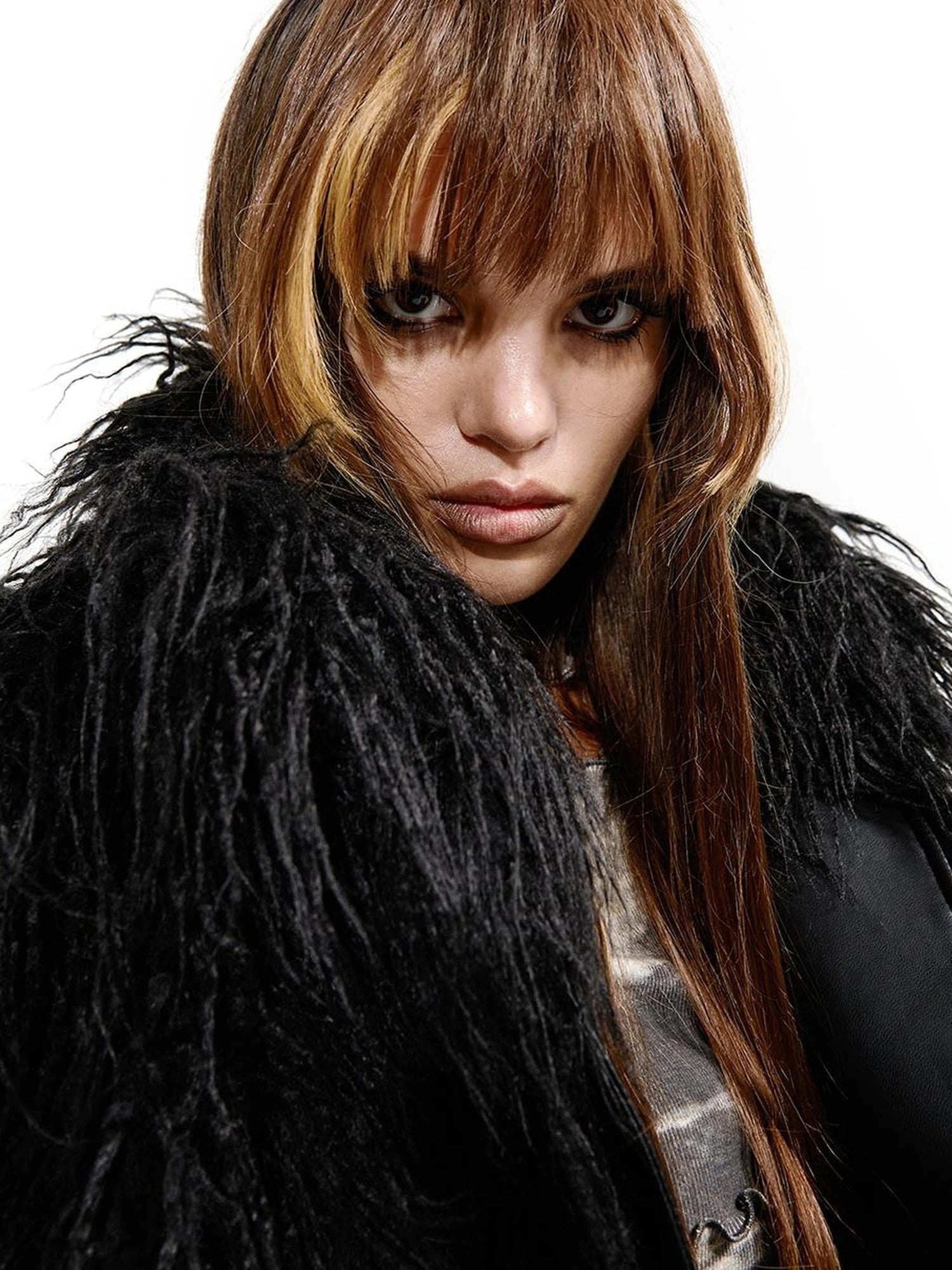 Long Plush Insulated Coat With Astral Motifs